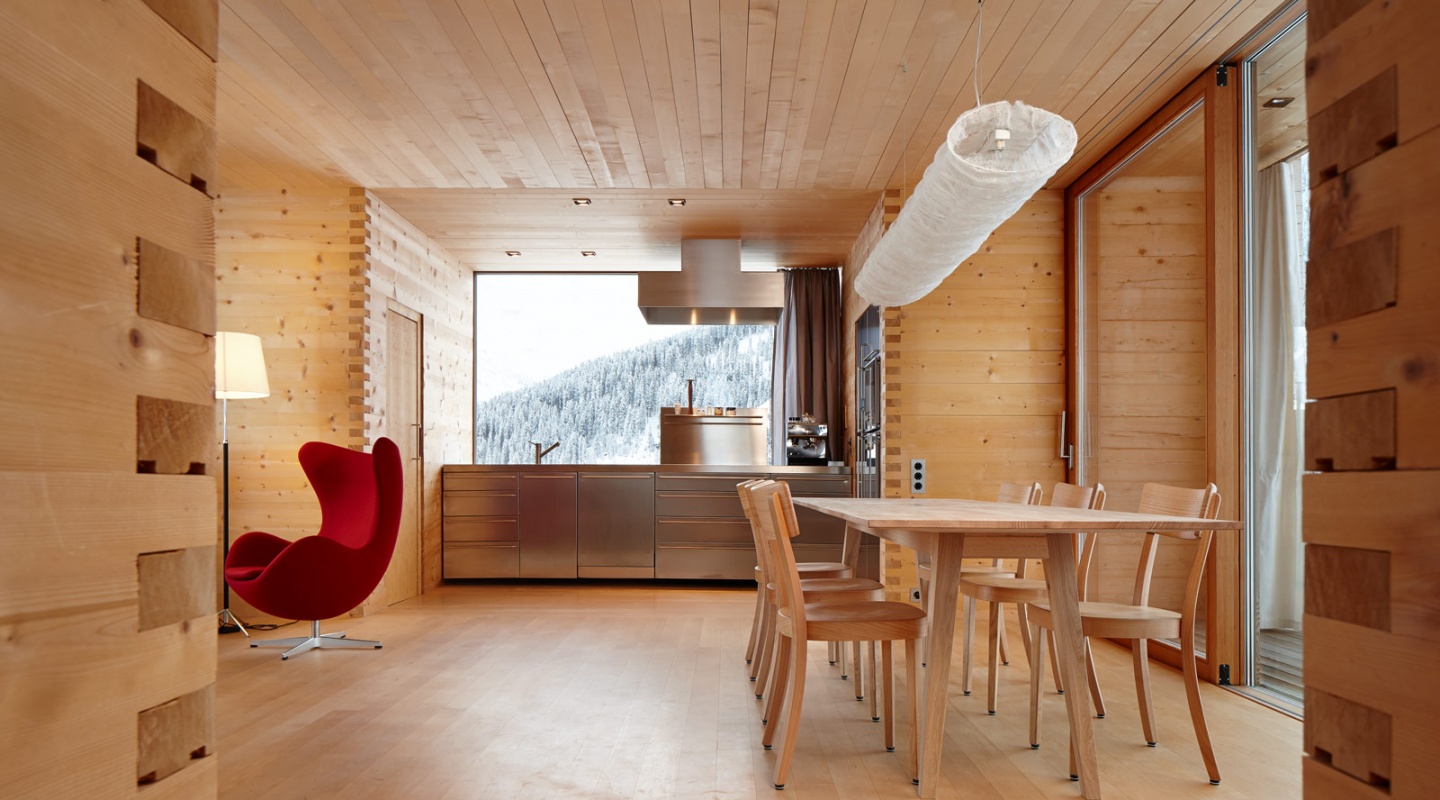 Timber Houses in Leis, Switzerland