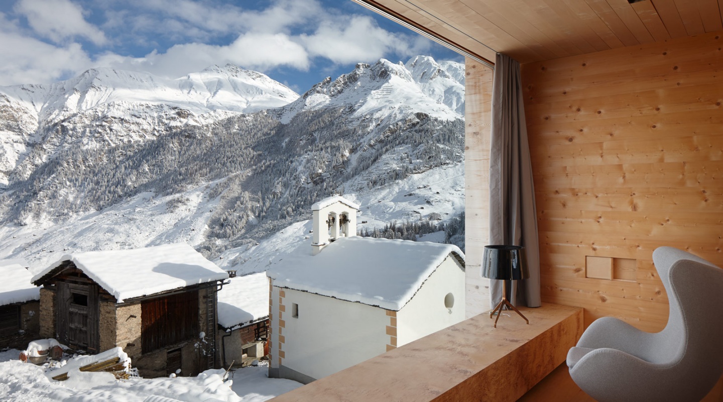 Timber Houses in Leis, Switzerland
